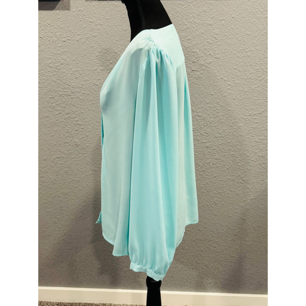 Express Women's Aqua Button-Up Blouse - Size Large - Picture 4 of 8